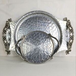 🛍 VTG Hand Wrought Creations Rodney Kent Serving Tray Hammered Aluminum 443 457